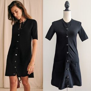 Sezane Ava dress Black Button Sz XS